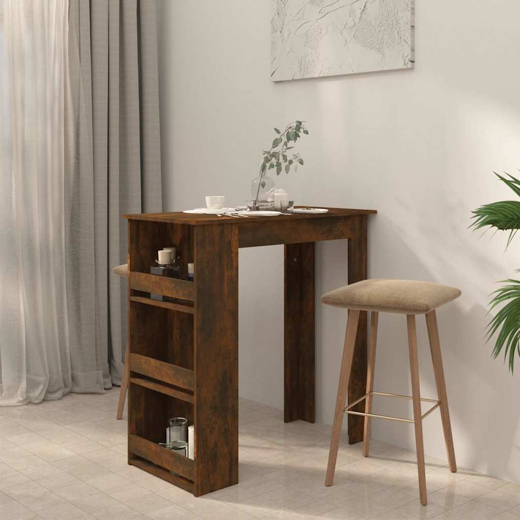 Vidaxl bartafel met opbergrek 102x50x103,5 cm hout gerookt eiken