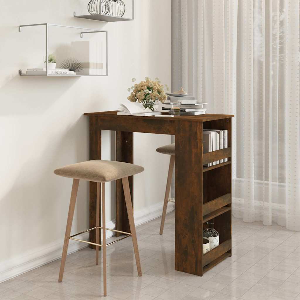 Vidaxl bartafel met opbergrek 102x50x103,5 cm hout gerookt eiken