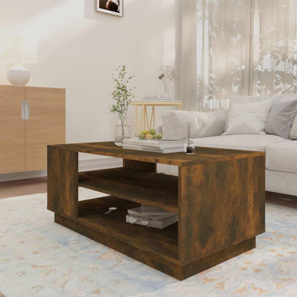 Vidaxl salontafel 102x55x43 cm bewerkt hout gerookt eikenkleurig