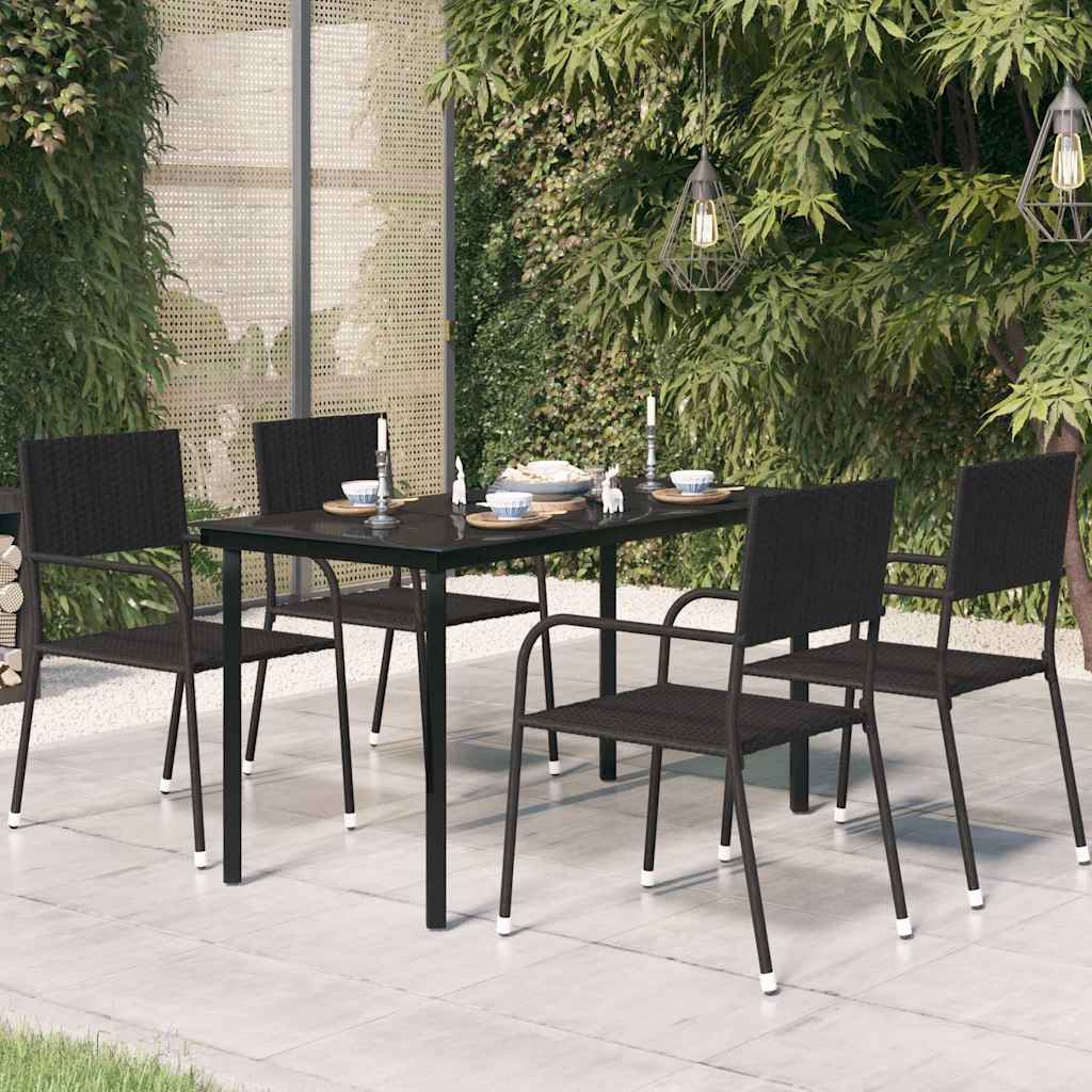 Vidaxl tuintafel 140x70x74 cm staal en glas zwart