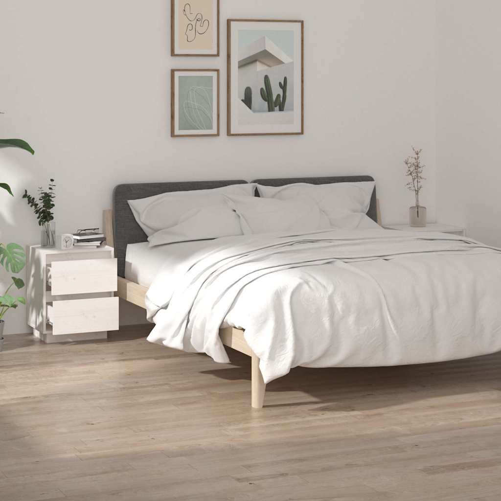 Vidaxl nachtkastjes 2 st 40x35x50 cm massief grenenhout wit