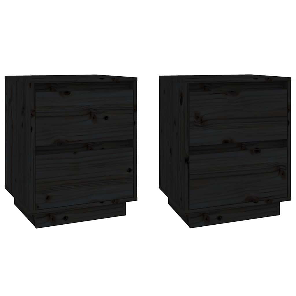 Vidaxl nachtkastjes 2 st 40x35x50 cm massief grenenhout zwart