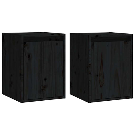 Vidaxl wandkasten 2 st 30x30x40 cm massief grenenhout zwart