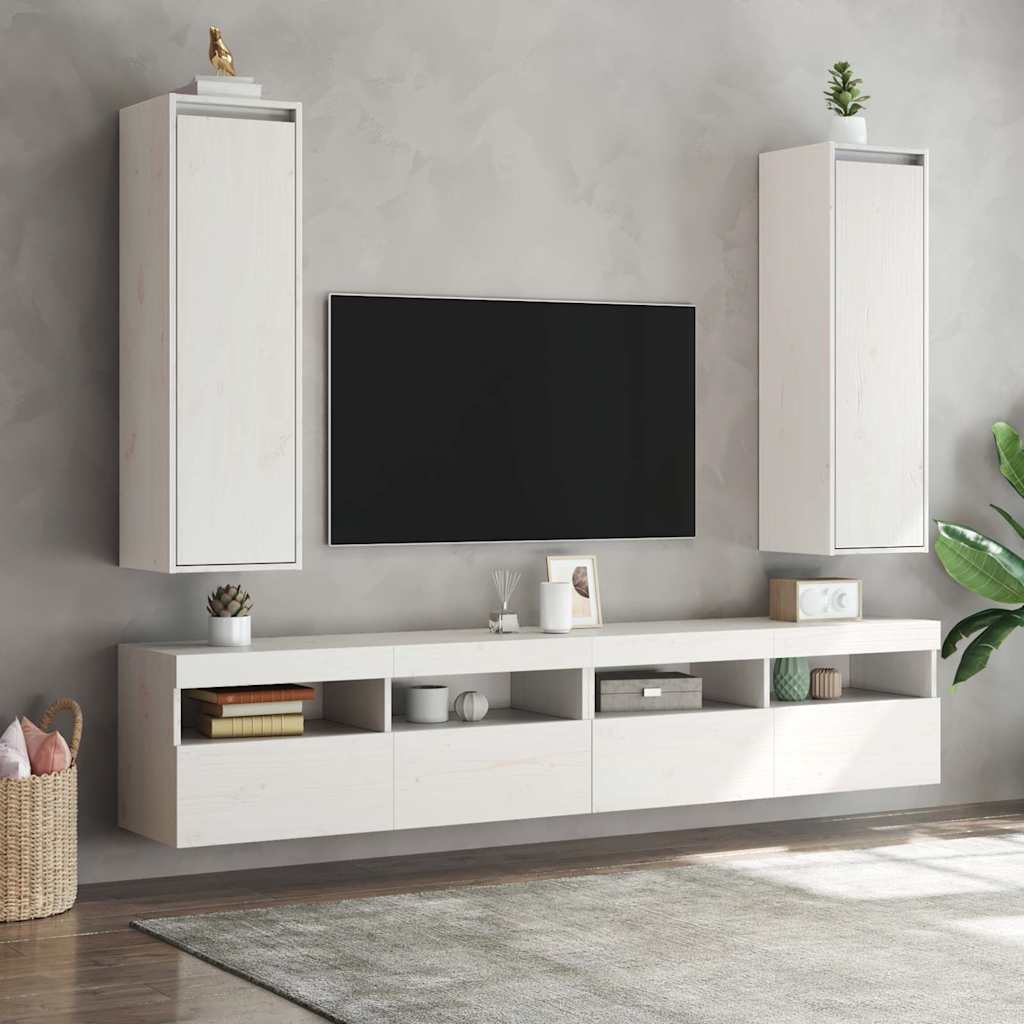 Vidaxl wandkasten 2 st 30x30x100 cm massief grenenhout wit
