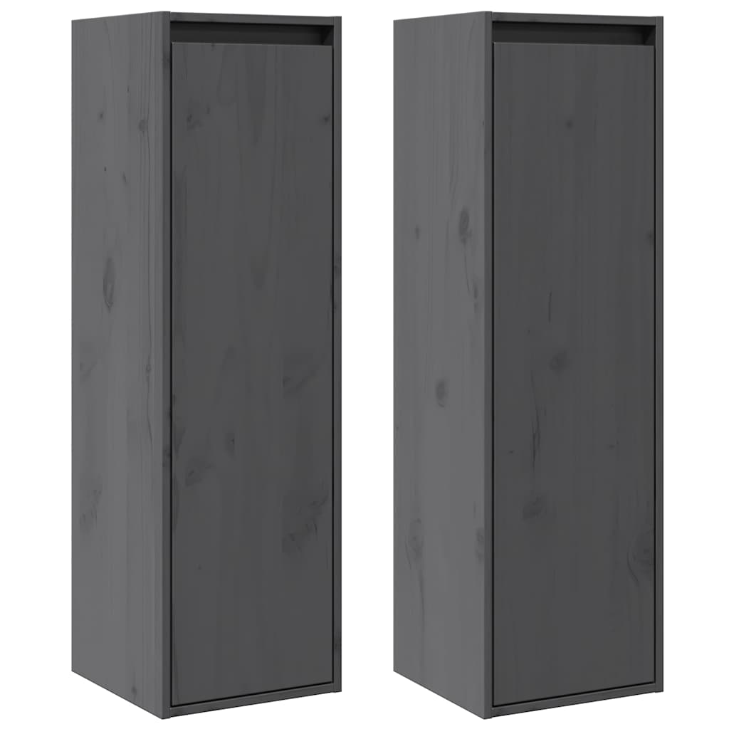 Vidaxl wandkasten 2 st 30x30x100 cm massief grenenhout grijs
