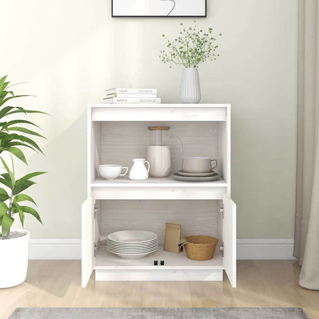 Vidaxl dressoir 60x34x75 cm massief grenenhout wit