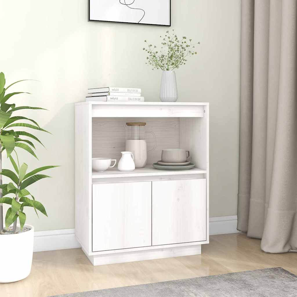 Vidaxl dressoir 60x34x75 cm massief grenenhout wit