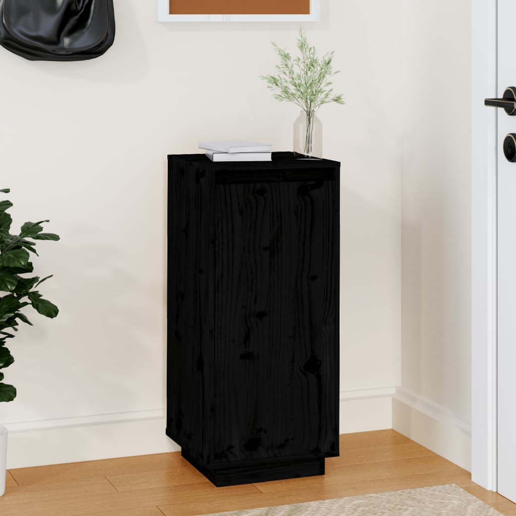 Vidaxl Cabinet da scarpe 35x35x80 cm Pino solido nero