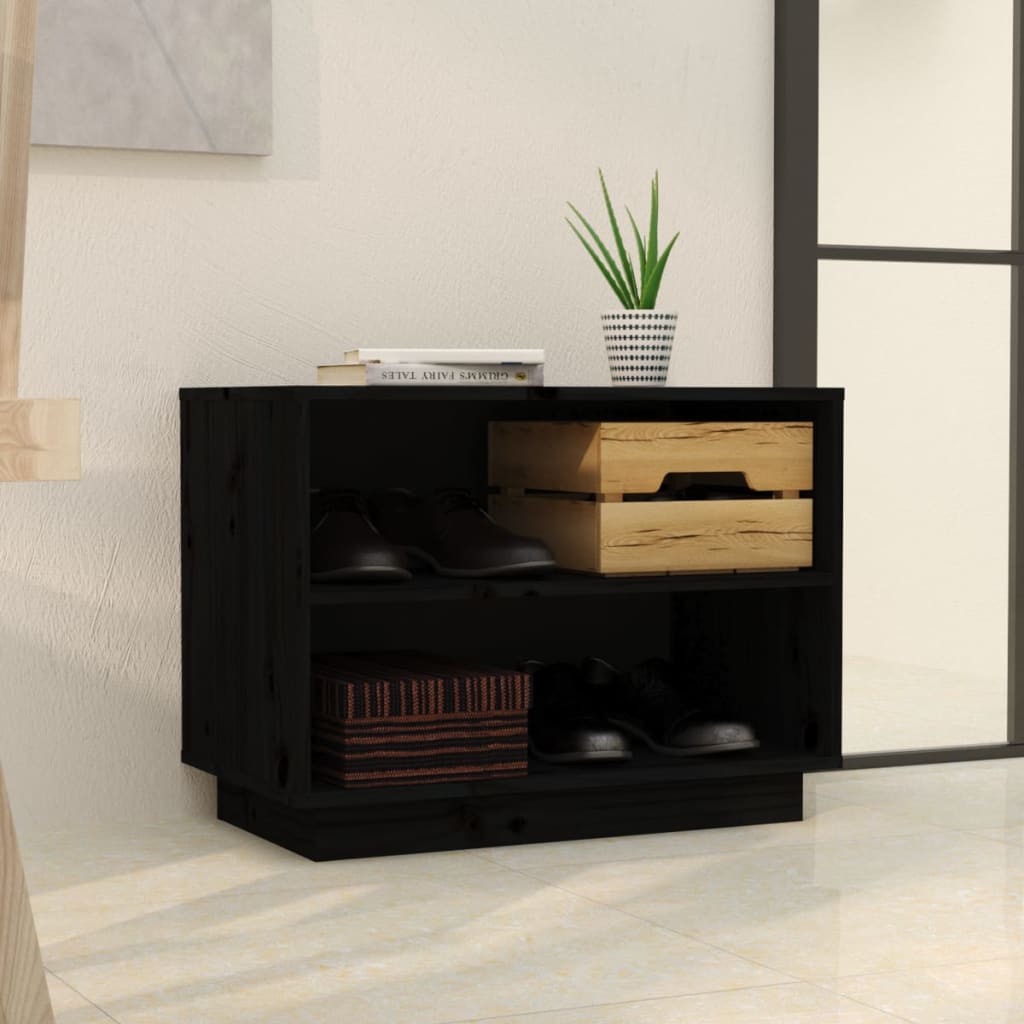 Armadio da scarpe Vidaxl 60x34x45 cm Pino solido nero