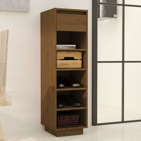 Vidaxl schoenenkast 30x34x105 cm massief grenenhout honingbruin