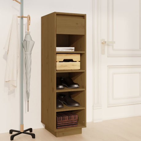 Vidaxl schoenenkast 30x34x105 cm massief grenenhout honingbruin