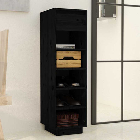 Vidaxl schoenenkast 30x34x105 cm massief grenenhout zwart