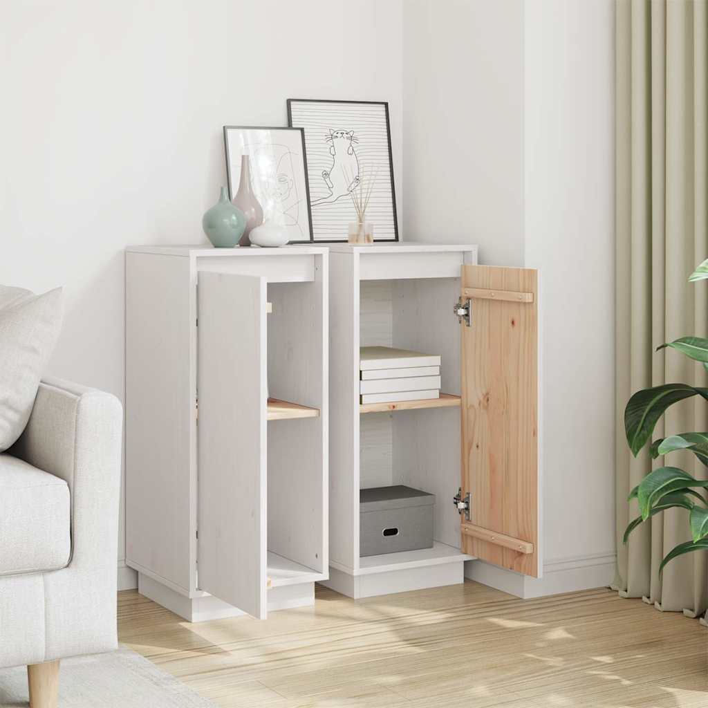 Vidaxl dressoirs 2 st 31,5x34x75 cm massief grenenhout wit