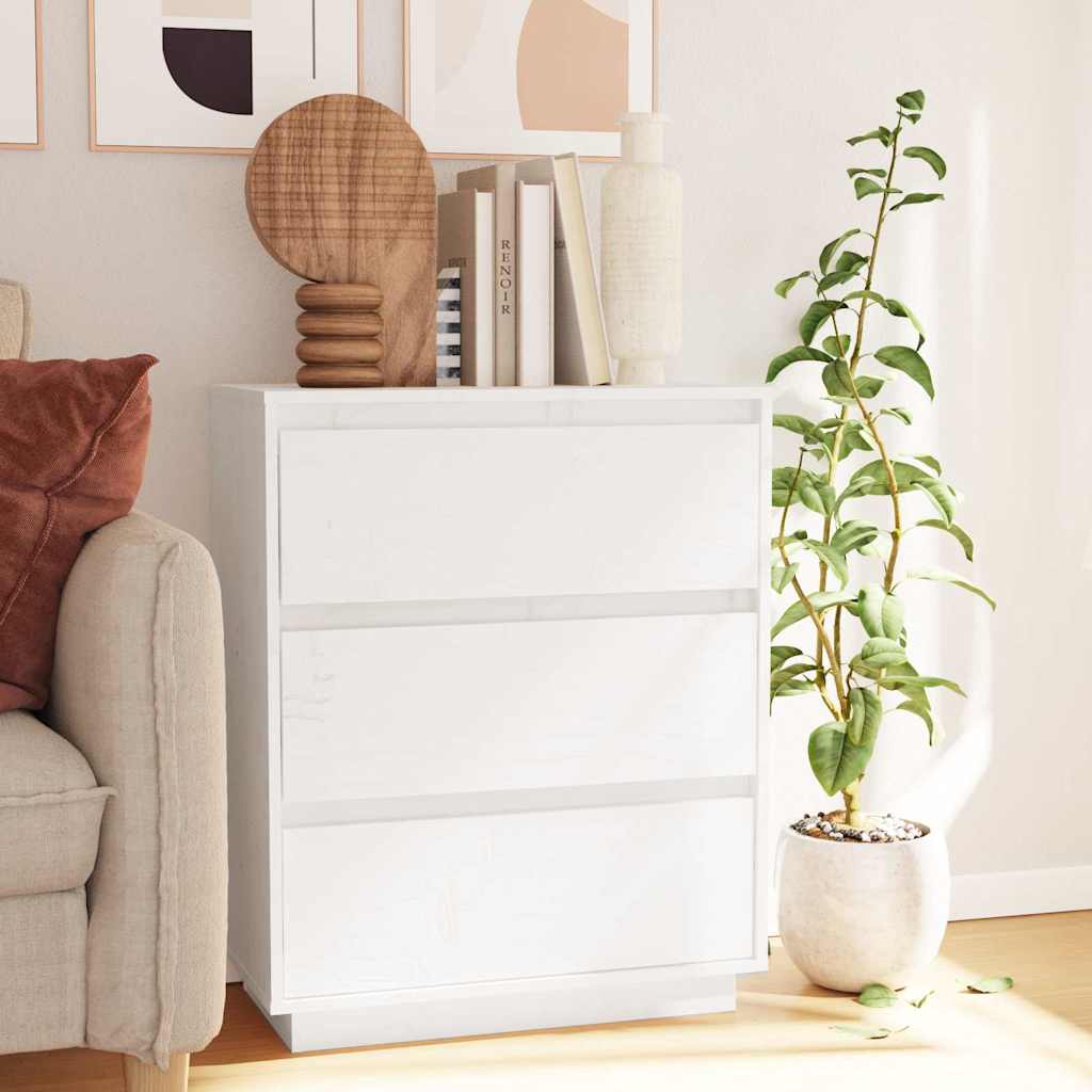 Vidaxl dressoir 60x34x75 cm massief grenenhout wit