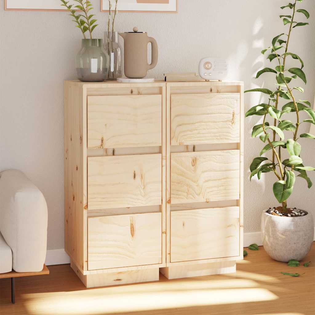 Vidaxl dressoirs 2 st 32x34x75 cm massief grenenhout