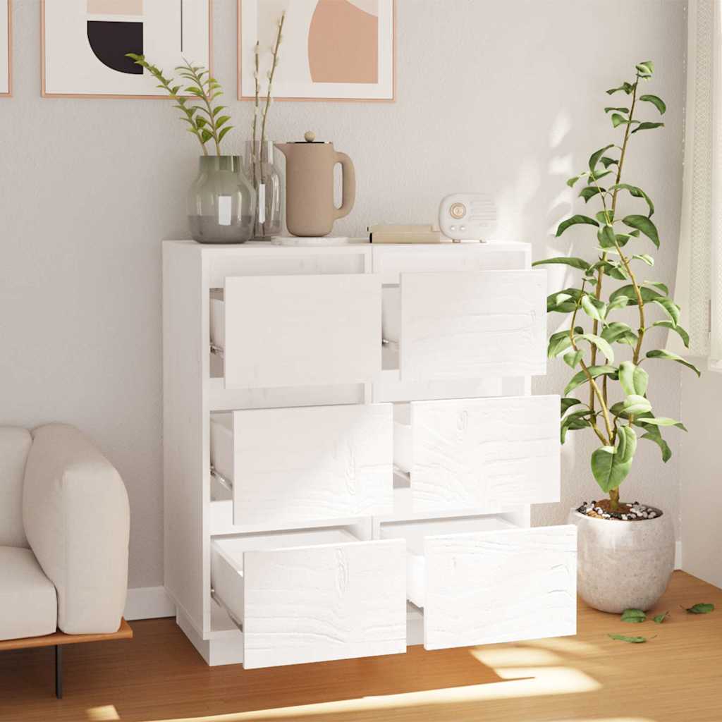Vidaxl dressoirs 2 st 32x34x75 cm massief grenenhout wit