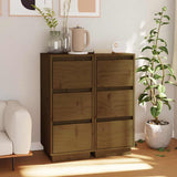 Vidaxl dressoirs 2 st 32x34x75 cm massief grenenhout honingbruin
