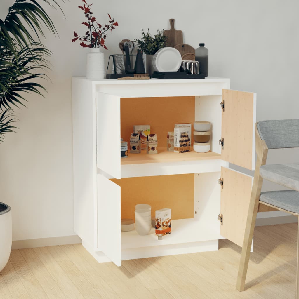 Vidaxl dressoir 60x34x75 cm massief grenenhout wit