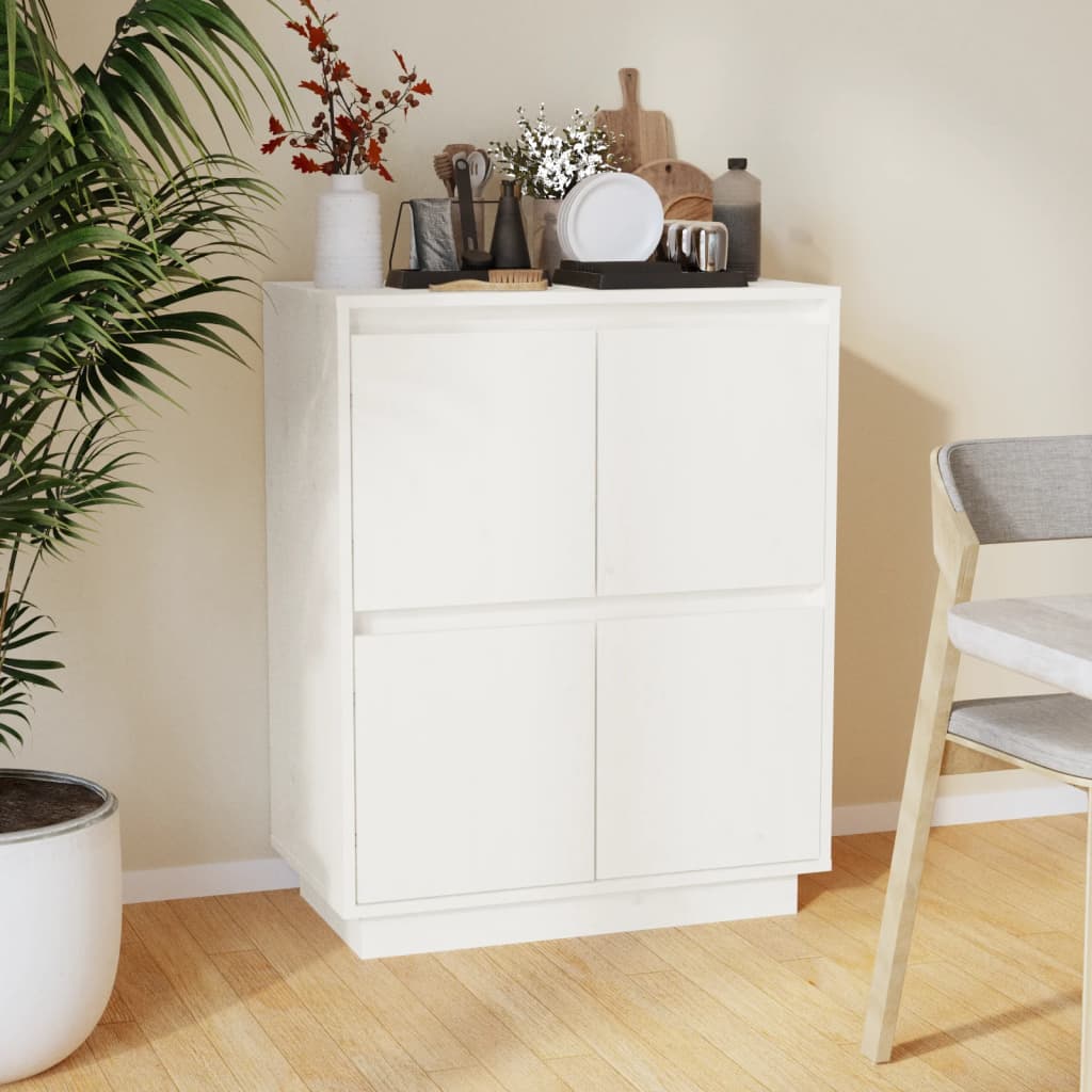 Vidaxl dressoir 60x34x75 cm massief grenenhout wit
