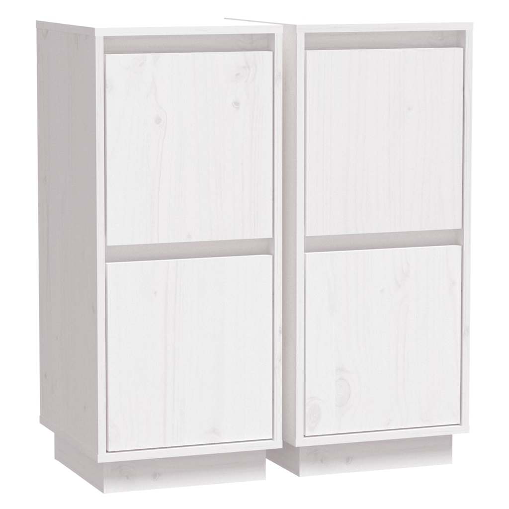 Vidaxl dressoirs 2 st 31,5x34x75 cm massief grenenhout wit