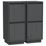 Vidaxl dressoirs 2 st 31,5x34x75 cm massief grenenhout grijs