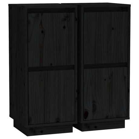 Vidaxl dressoirs 2 st 31,5x34x75 cm massief grenenhout zwart