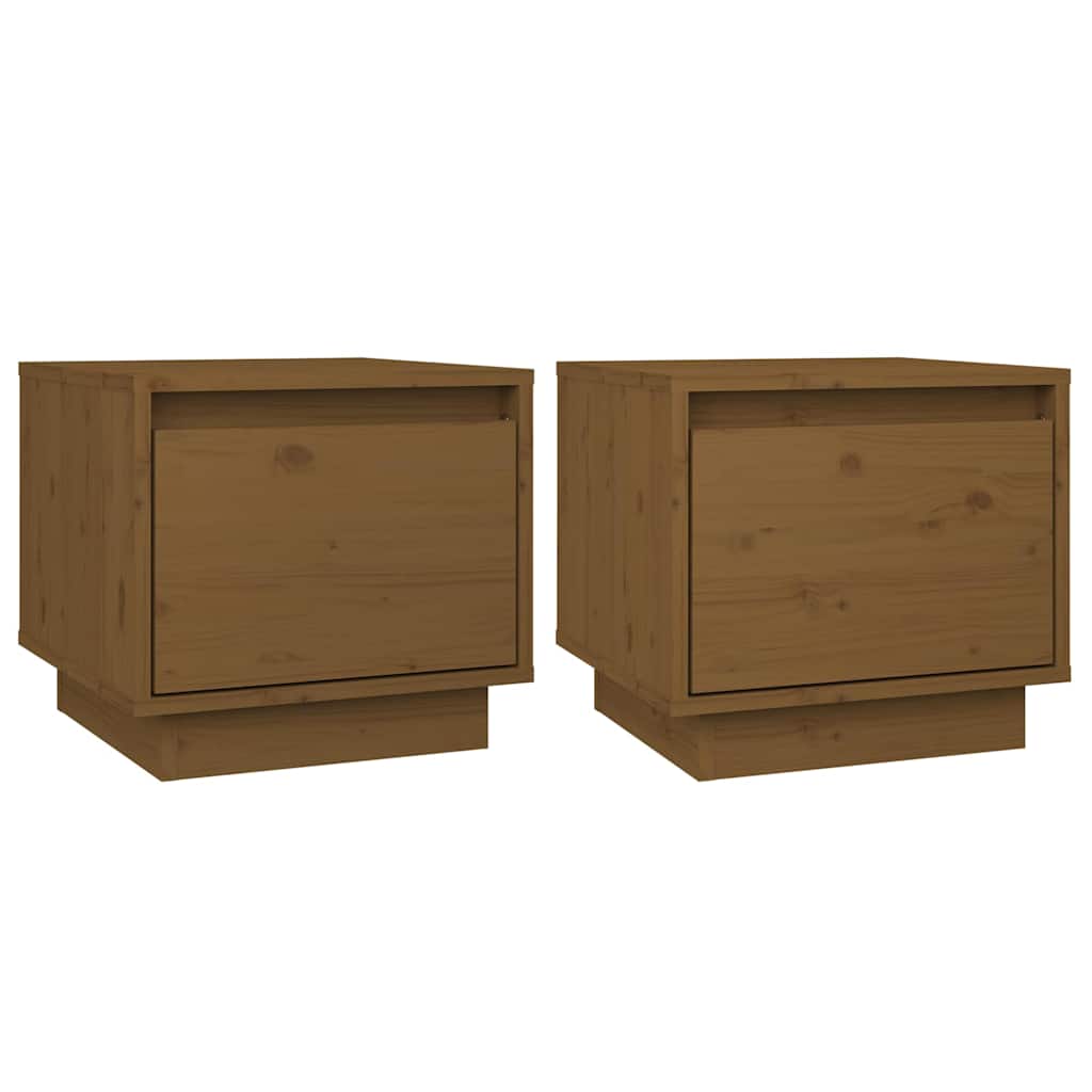 Vidaxl nachtkastjes 2 st 35x34x32 cm massief grenenhout honingbruin