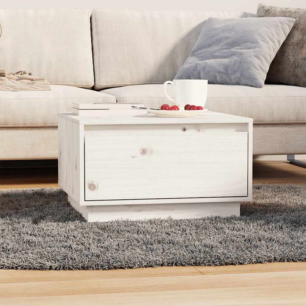 Vidaxl salontafel 55x56x32 cm massief grenenhout wit