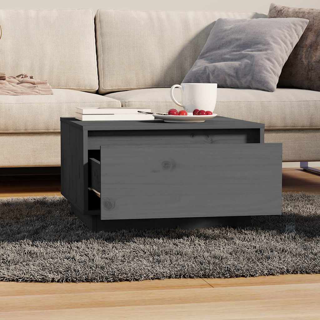 Vidaxl salontafel 55x56x32 cm massief grenenhout grijs