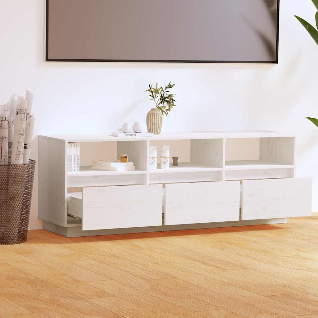 Vidaxl tv-meubel 140x37x50 cm massief grenenhout wit