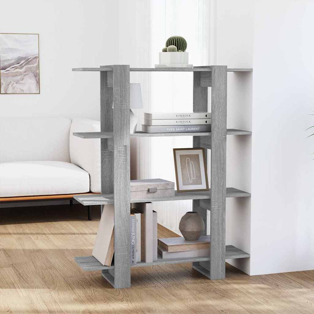 Vidaxl boekenkast kamerscherm 100x30x123,5 cm grijs sonoma eiken