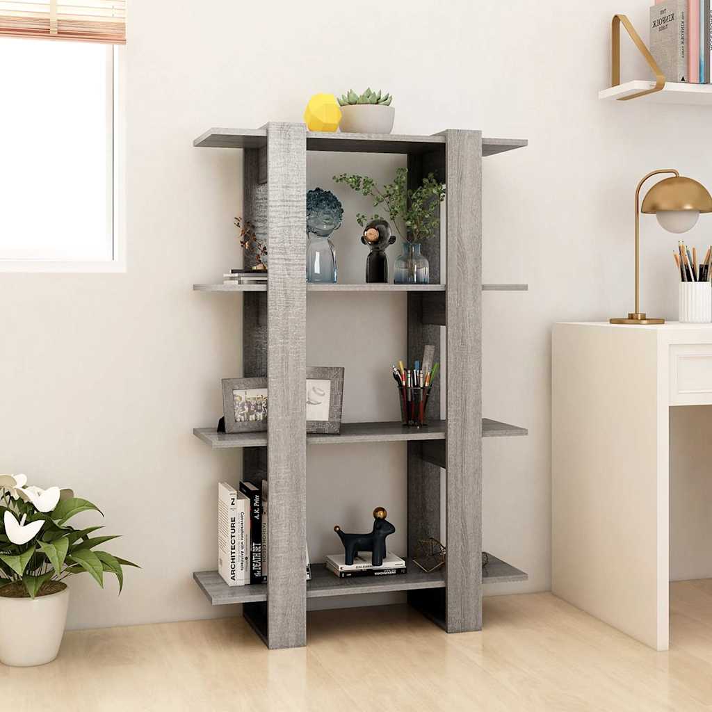 Vidaxl boekenkast kamerscherm 80x30x123,5 cm grijs sonoma eikenkleurig