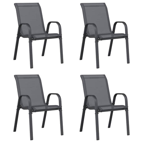 Vidaxl tuinstoelen stapelbaar 4 st textileen stof grijs
