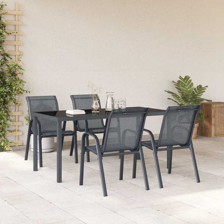 Vidaxl tuinstoelen stapelbaar 4 st textileen stof grijs