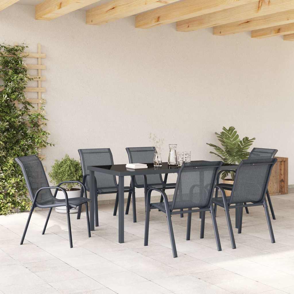 Vidaxl tuinstoelen stapelbaar 6 st textileen stof grijs