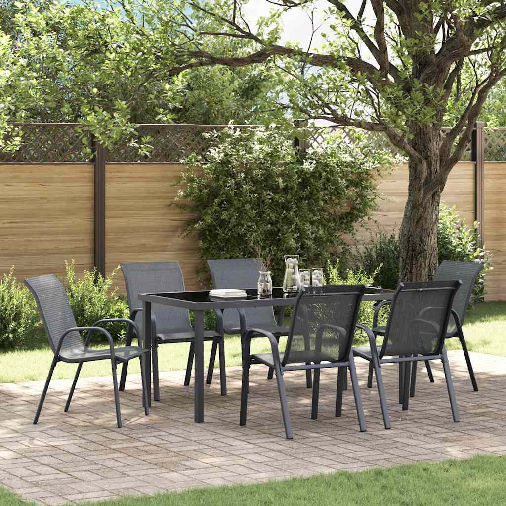 Vidaxl tuinstoelen stapelbaar 6 st textileen stof grijs