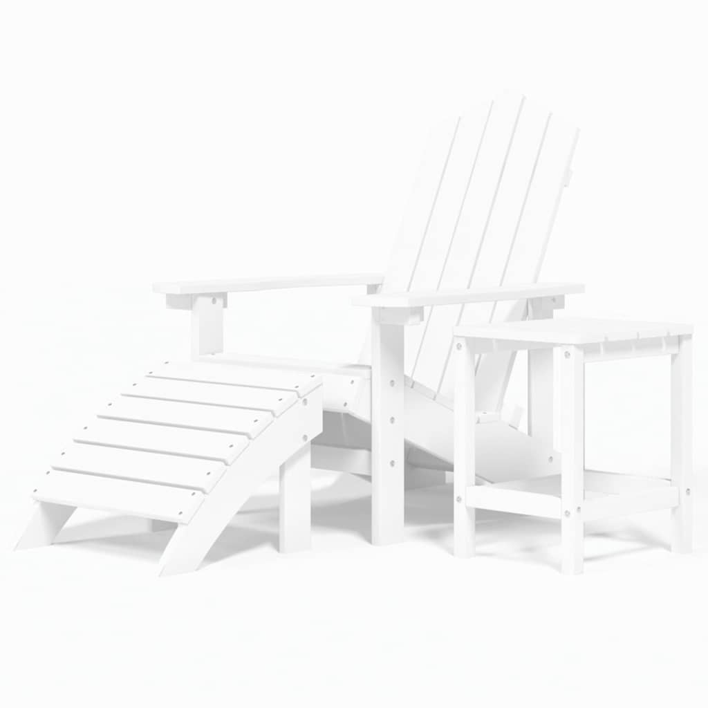 Vidaxl tuinstoel adirondack met voetenbank en tafel hdpe wit