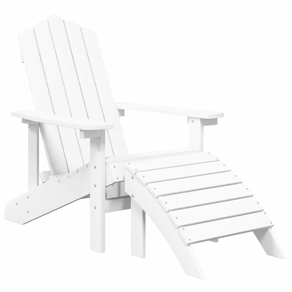 Vidaxl tuinstoel adirondack met voetenbank en tafel hdpe wit