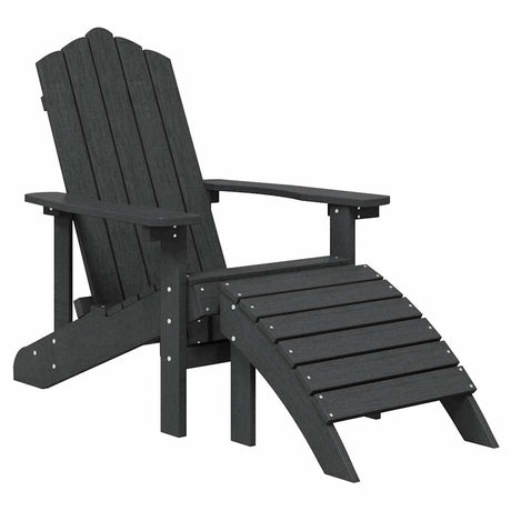 Vidaxl tuinstoel adirondack met voetenbank tafel hdpe antracietkleurig