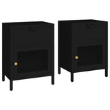 Vidaxl nachtkastjes 2 st 40x30x54,5 cm staal en glas zwart