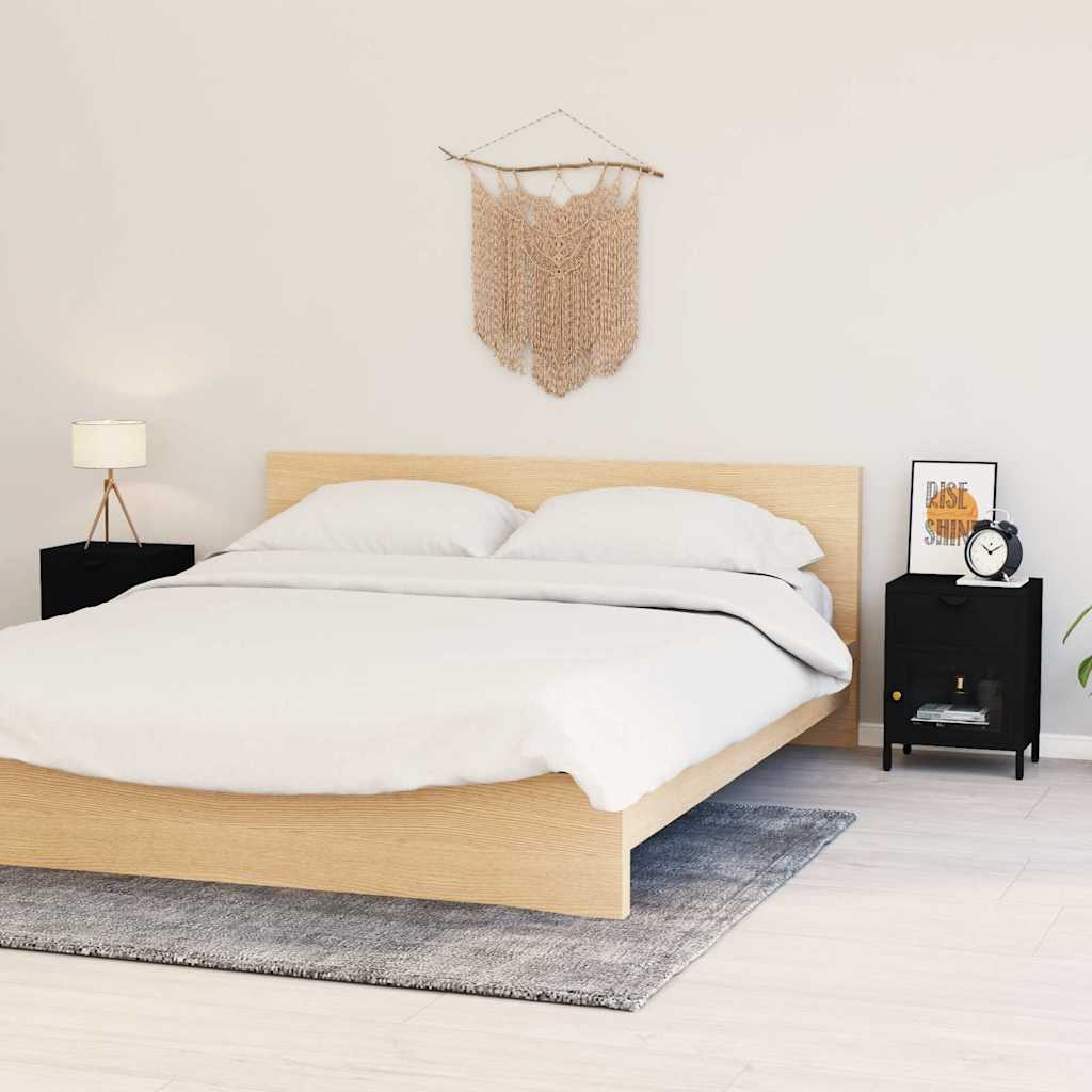 Vidaxl nachtkastjes 2 st 40x30x54,5 cm staal en glas zwart