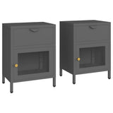 Vidaxl nachtkastjes 2 st 40x30x54,5 cm staal en glas antracietkleurig