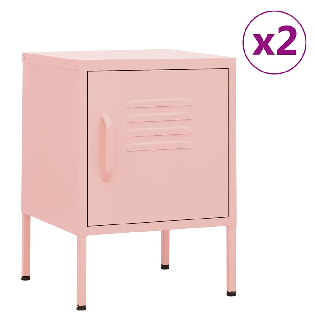 Vidaxl nachtkastjes 2 st 35x35x51 cm staal roze