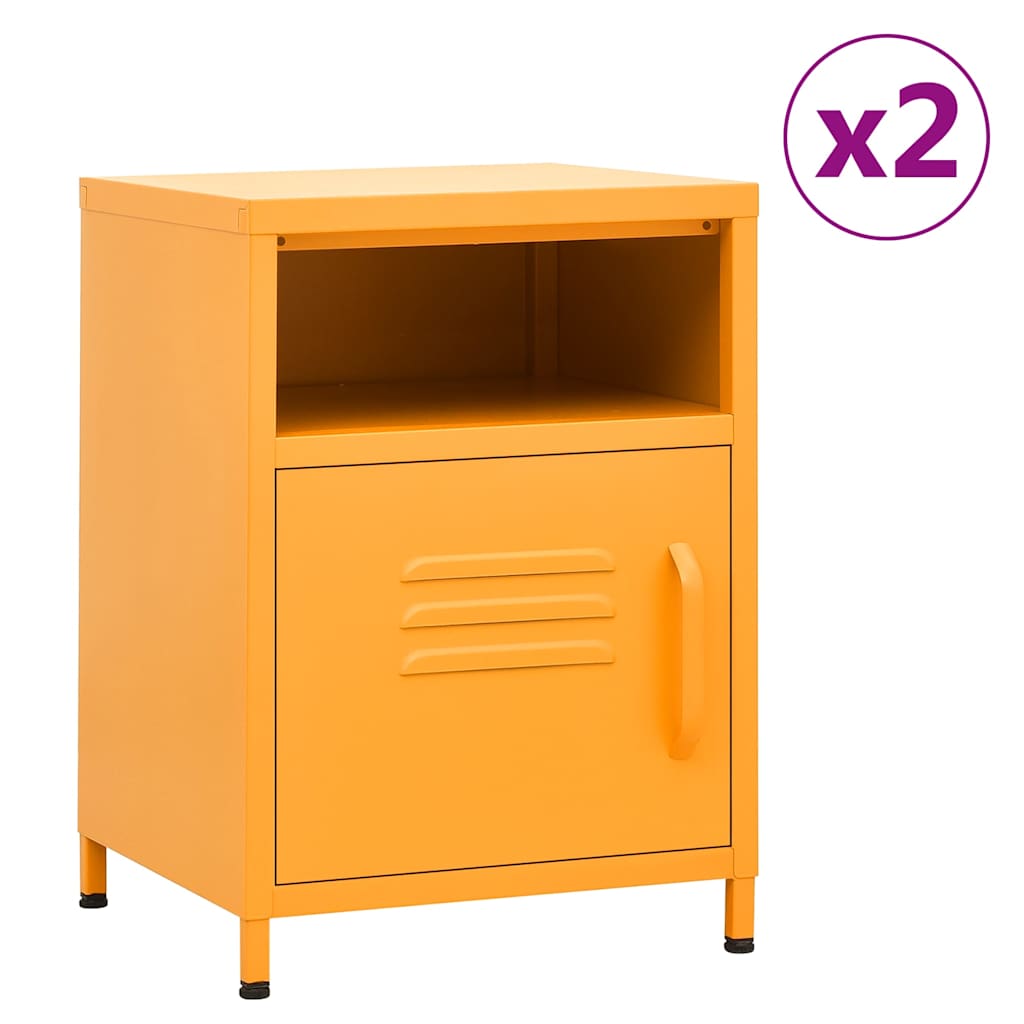 Vidaxl nachtkastjes 2 st 35x35x51 cm staal mosterdgeel