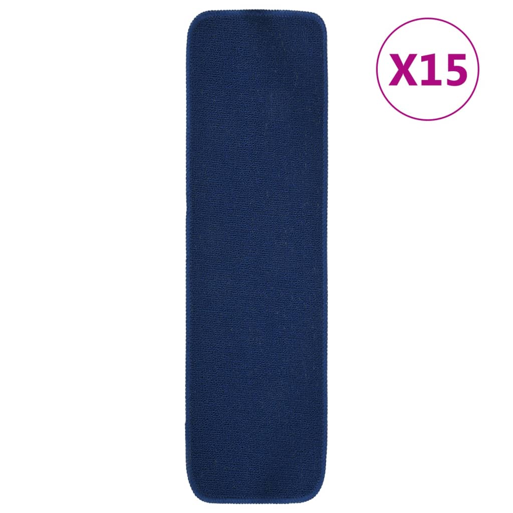 Vidaxl trapmatten 15 st anti-slip rechthoekig 75x20 cm marineblauw