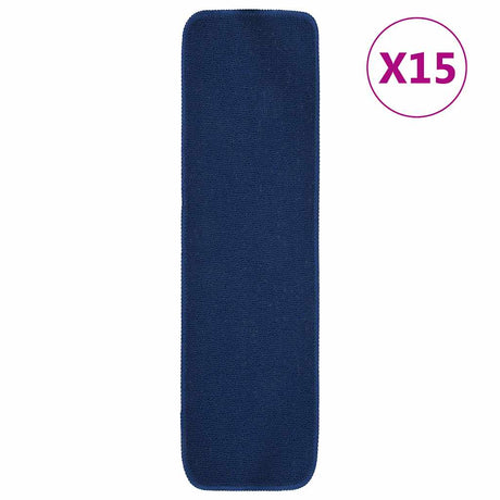 Vidaxl trapmatten 15 st anti-slip rechthoekig 75x20 cm marineblauw
