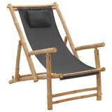 Vidaxl terrasstoel bamboe en canvas donkergrijs