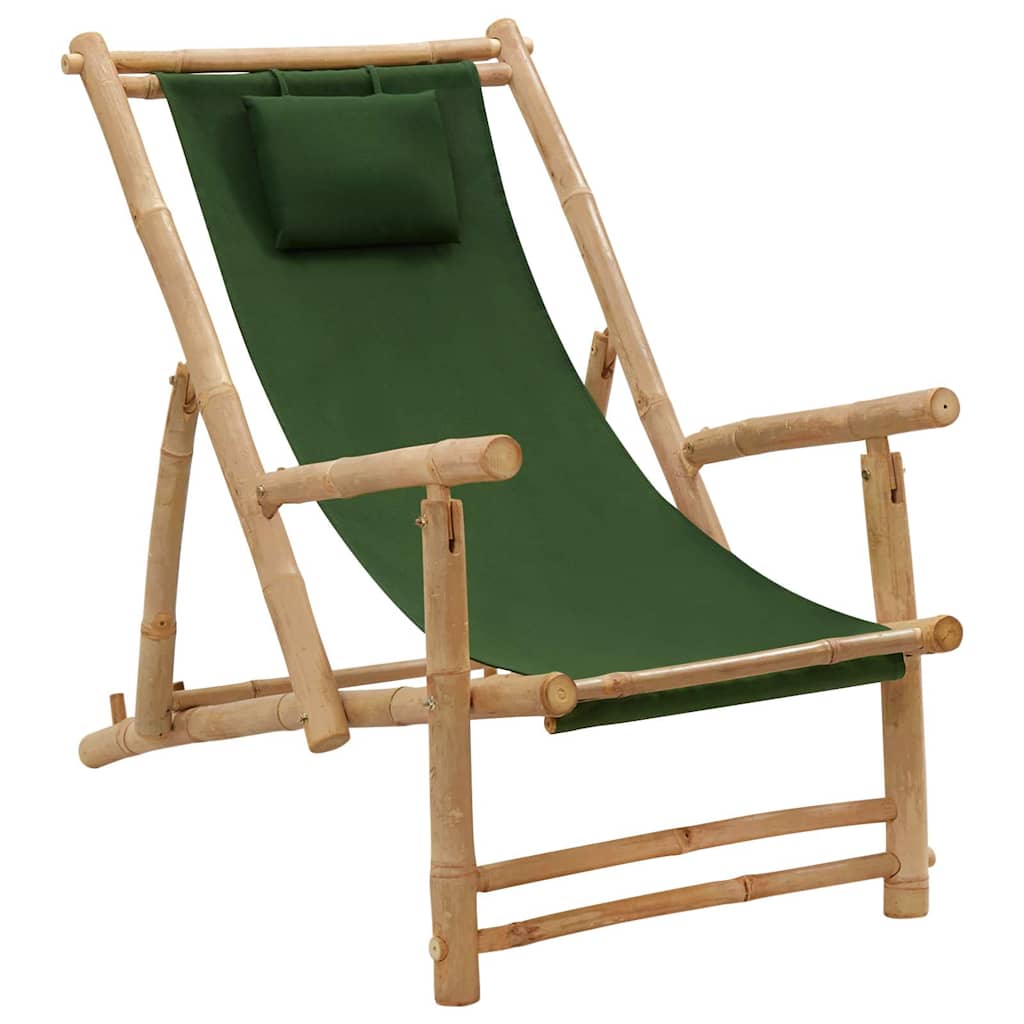 Vidaxl terrasstoel bamboe en canvas groen