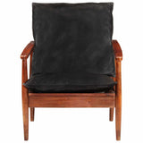 Vidaxl fauteuil echt leer en massief acaciahout