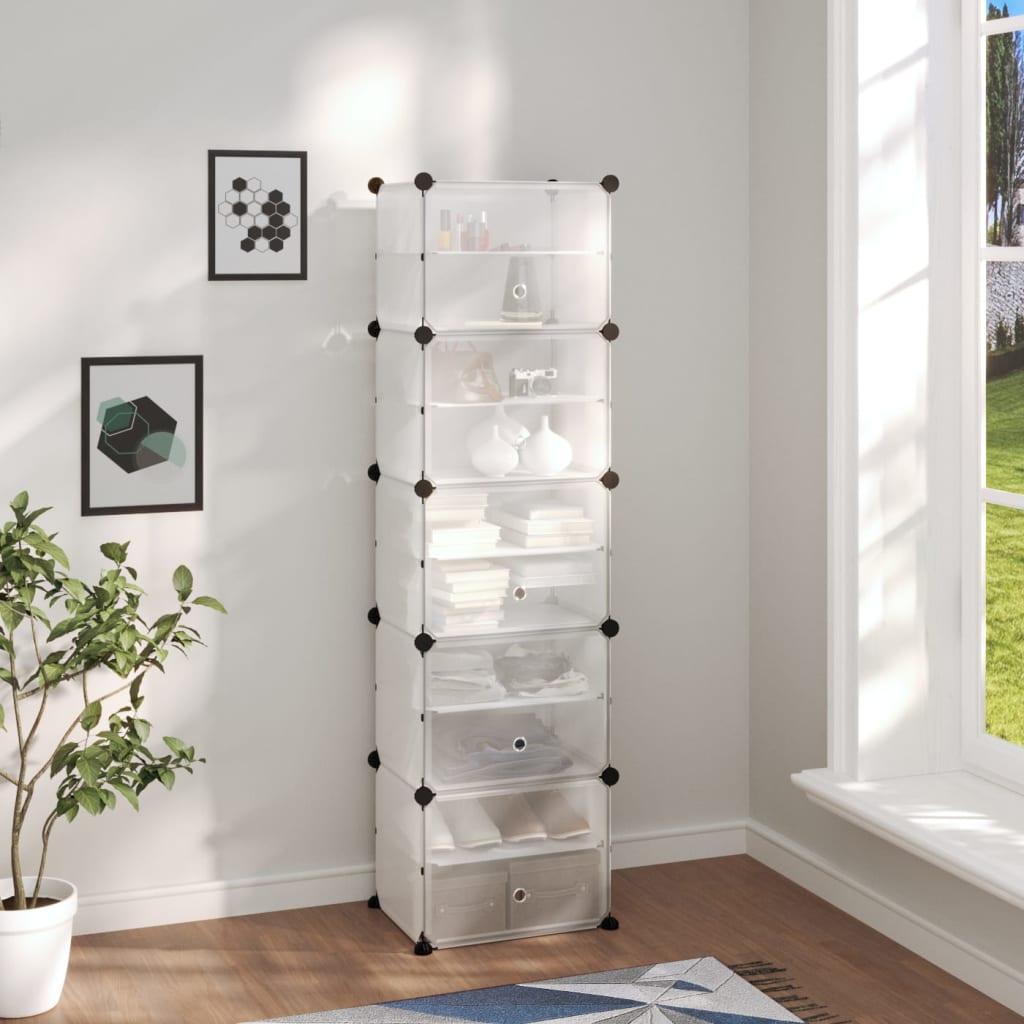 Vidaxl Shoe Rack 44x31.5x153.5 cm polypropen transparent